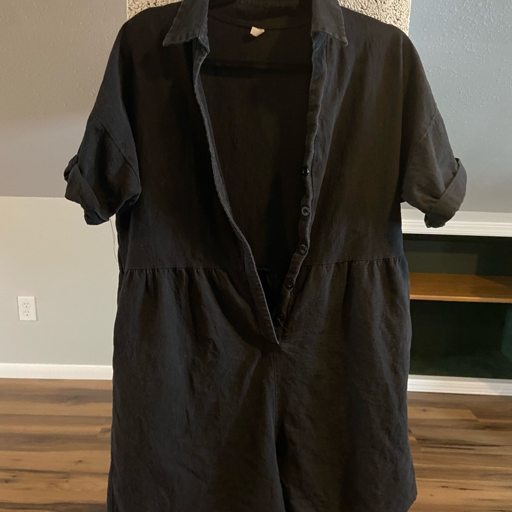 Black Button-Up Romper